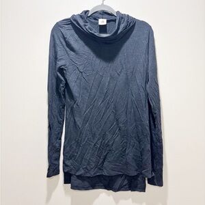 CABI Women’s Blue Gray Cowl Neck Long Sleeve Top Jersey Stretch Knit Tunic Sz M